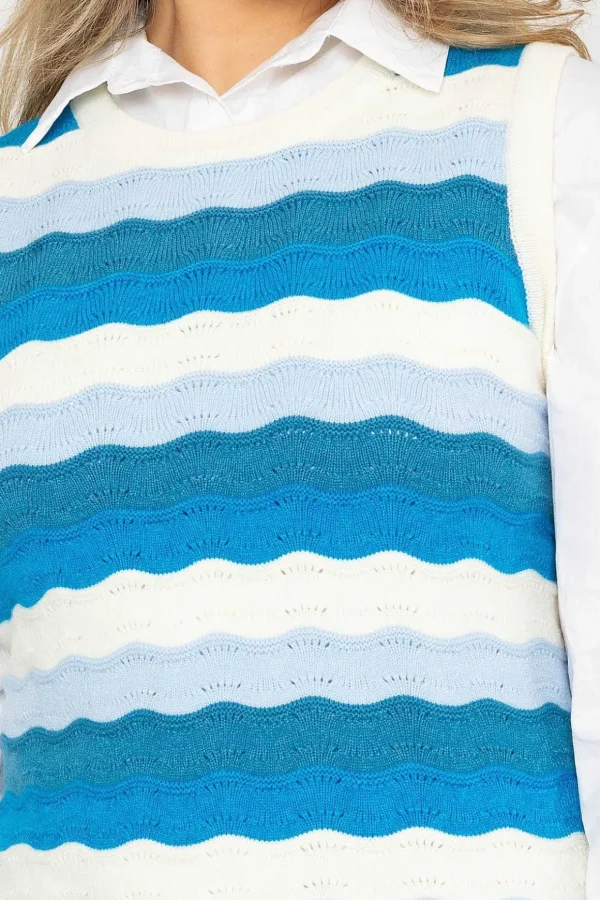 Pointelle Vest In Blue