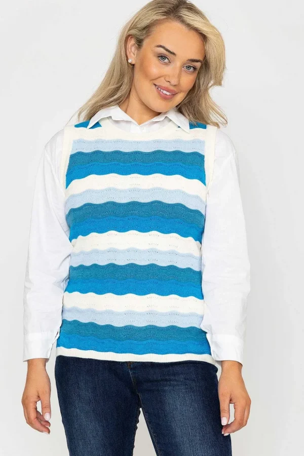 Pointelle Vest In Blue