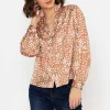 Polka Dot Print Blouse In Brown