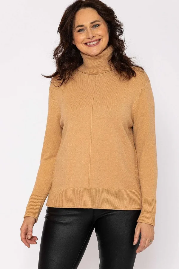 Polo Knit Jumper In Camel