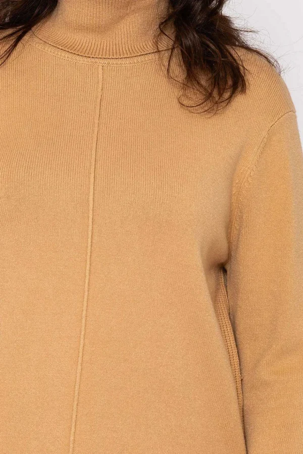 Polo Knit Jumper In Camel