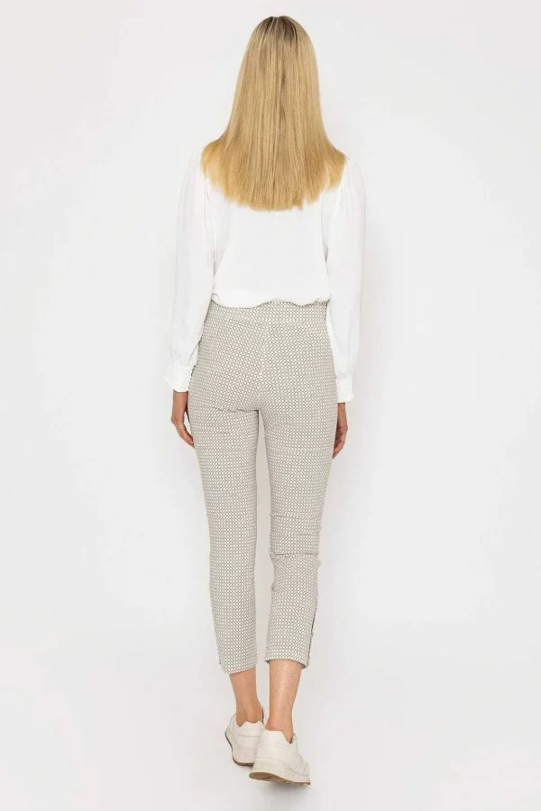 Print Button Trousers In Sand