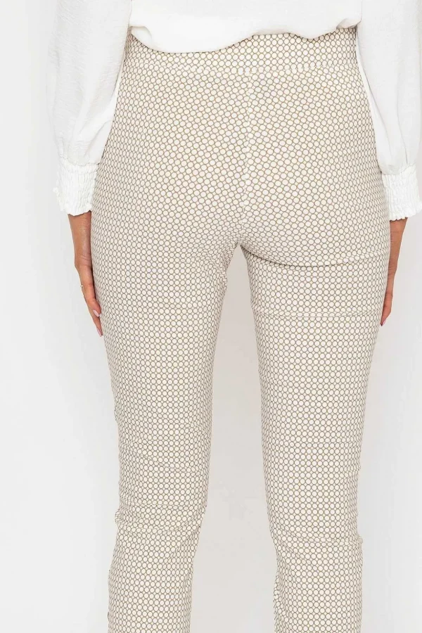 Print Button Trousers In Sand