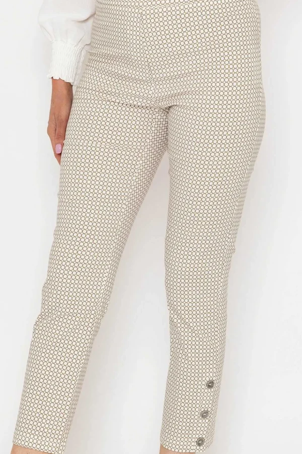 Print Button Trousers In Sand