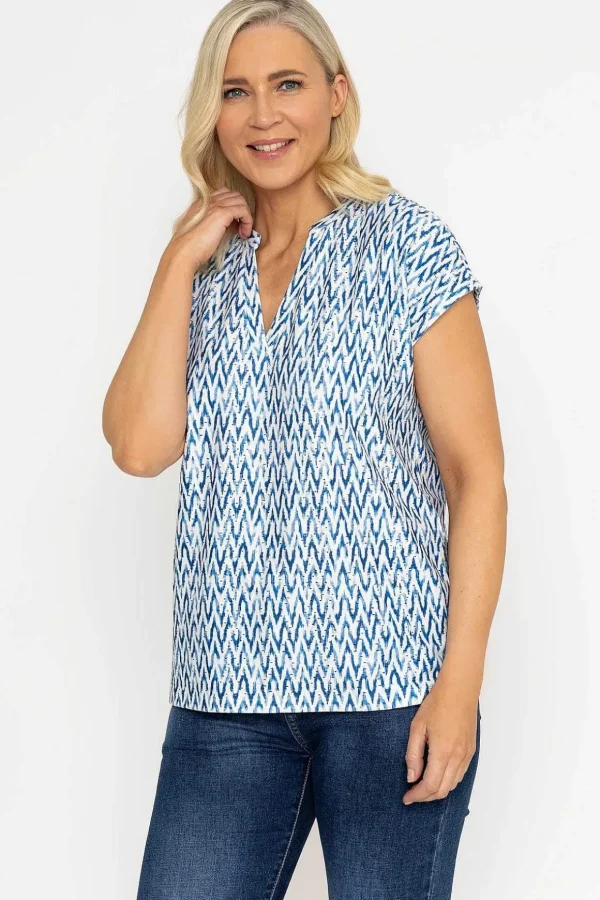 Printed Blue Jersey Top