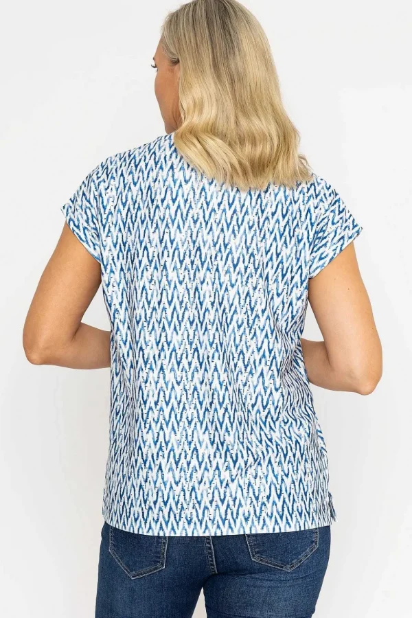 Printed Blue Jersey Top