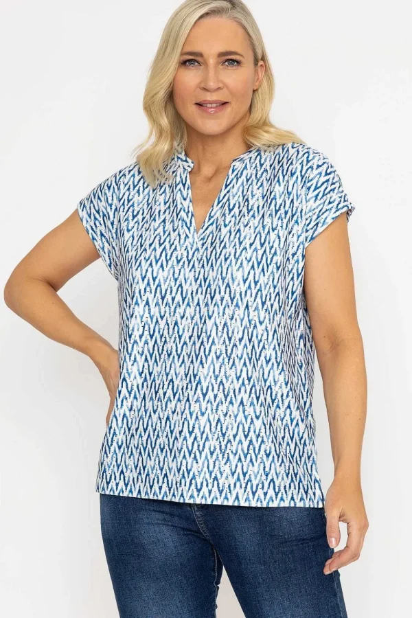 Printed Blue Jersey Top