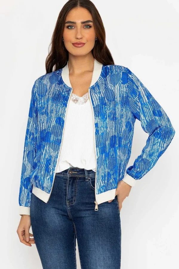 Printed Bomber Jacket In Blue