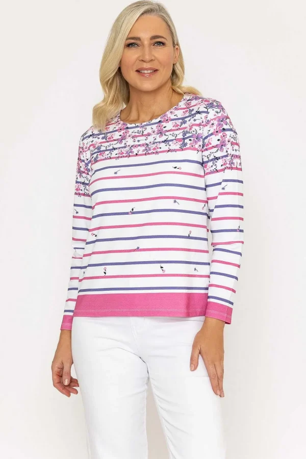 Printed Breton Top In Pink