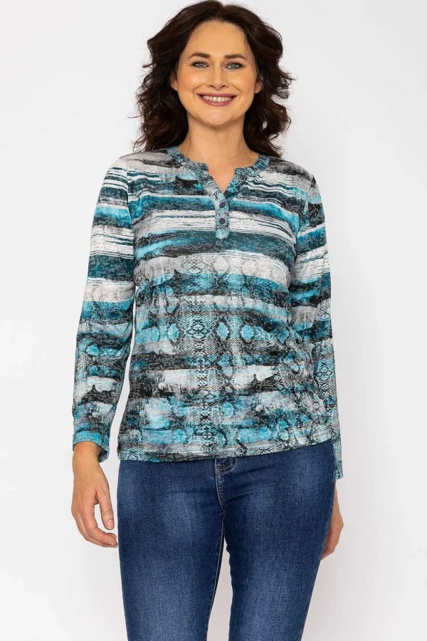 Printed Burnout Top In Blue