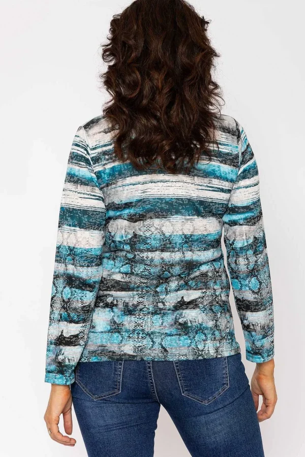 Printed Burnout Top In Blue