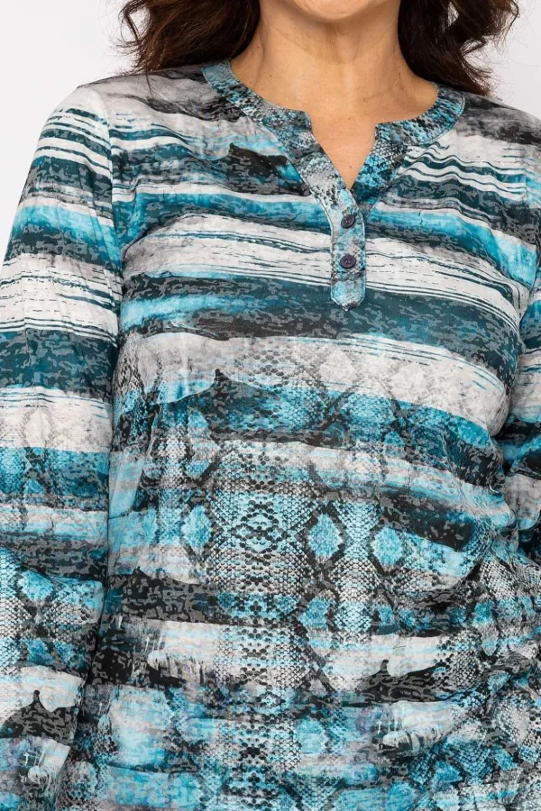 Printed Burnout Top In Blue