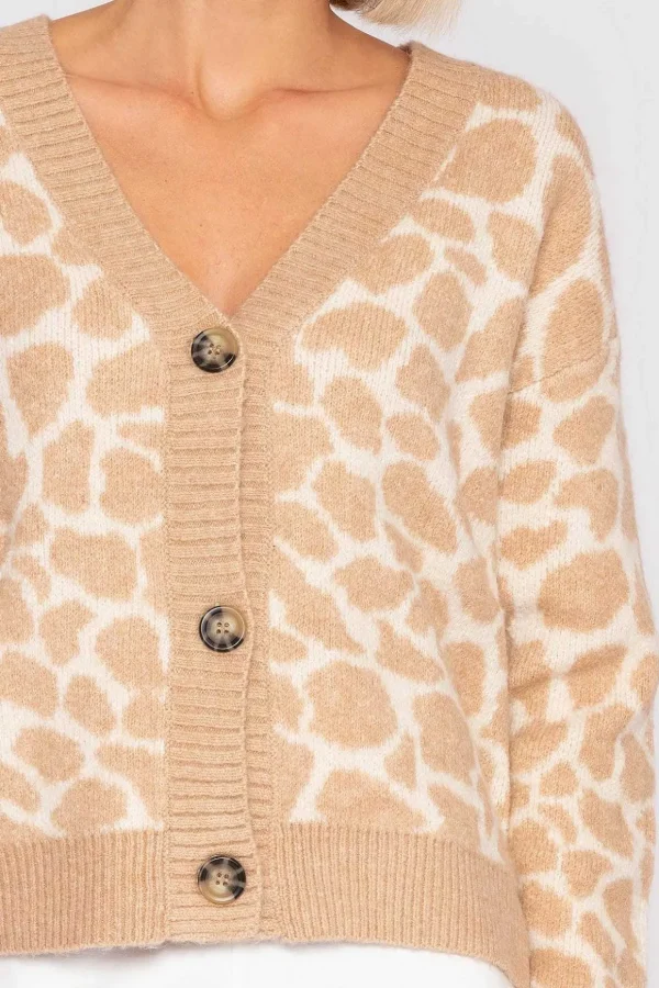Printed Cardigan In Beige