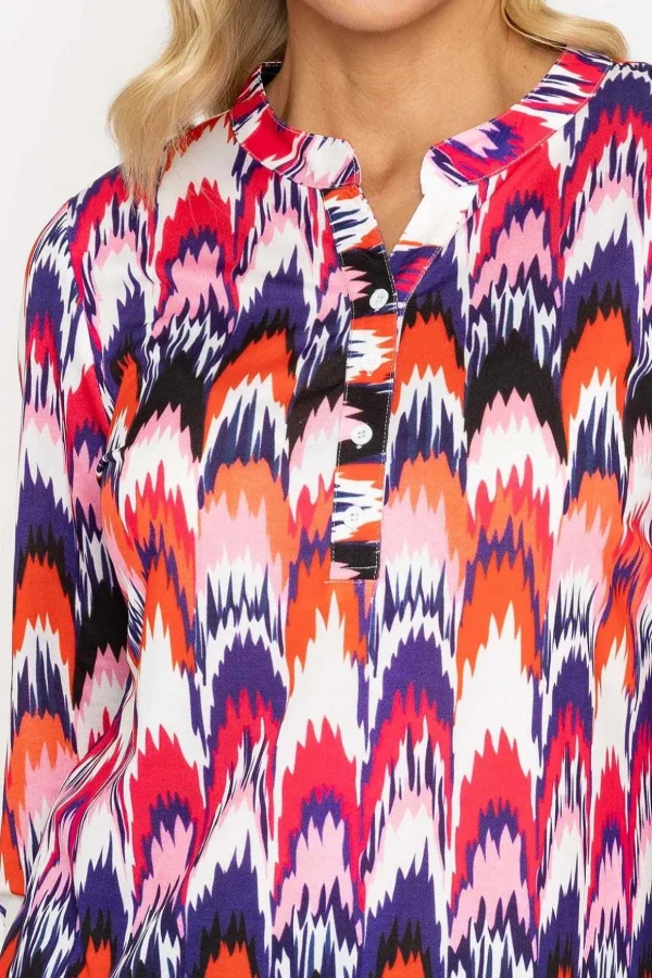 Printed Jersey Blouse In Pink