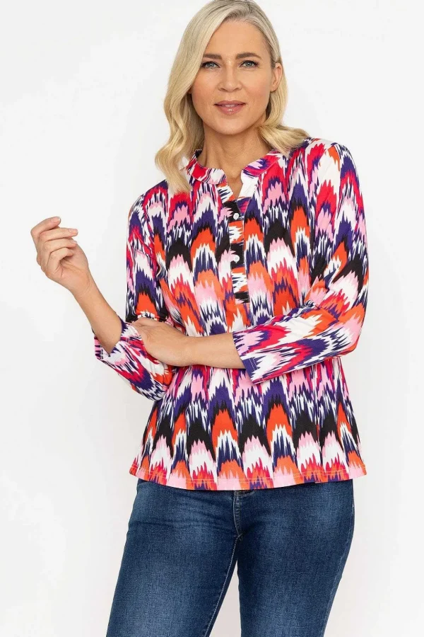 Printed Jersey Blouse In Pink