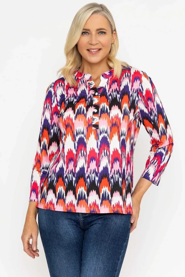 Printed Jersey Blouse In Pink
