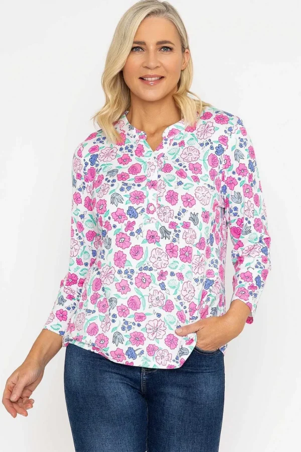 Printed Jersey Top In Pink