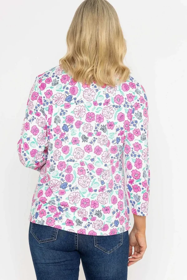 Printed Jersey Top In Pink