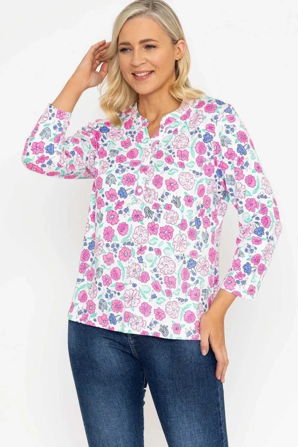 Printed Jersey Top In Pink