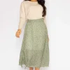 Printed Midi Skirt In Green