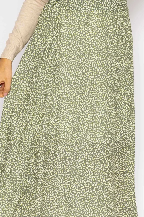 Printed Midi Skirt In Green