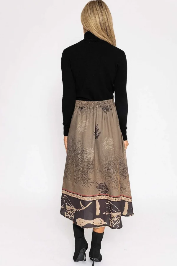 Printed Midi Skirt In Khaki