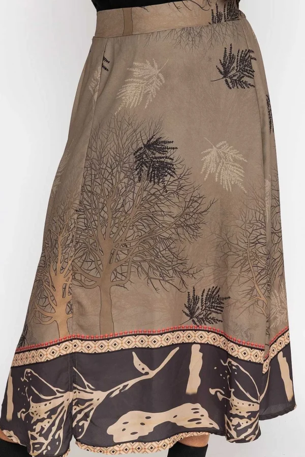Printed Midi Skirt In Khaki