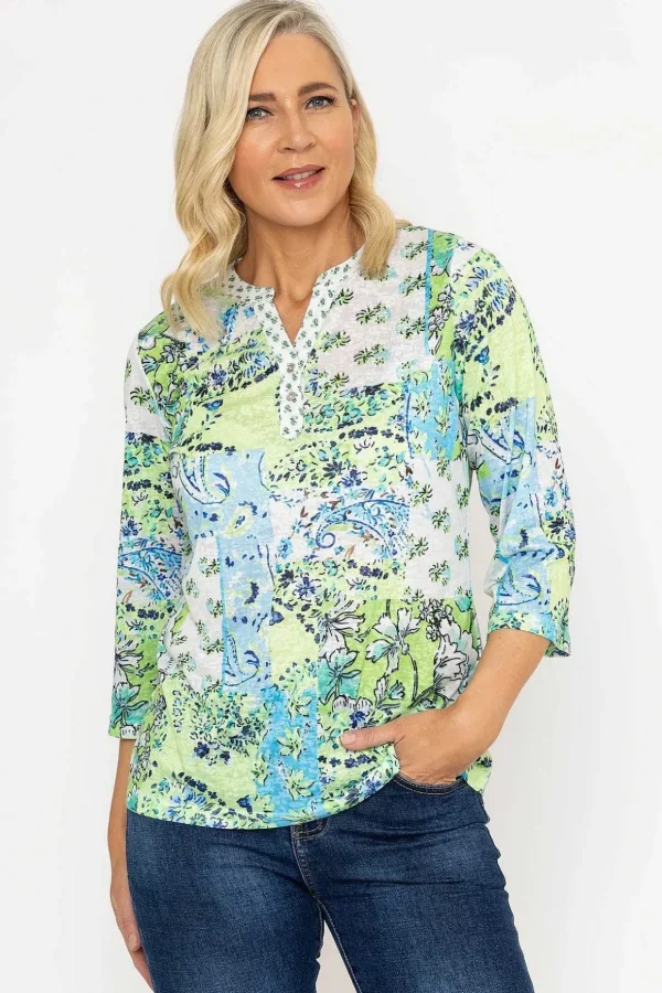 Printed Plaquet Top In Green