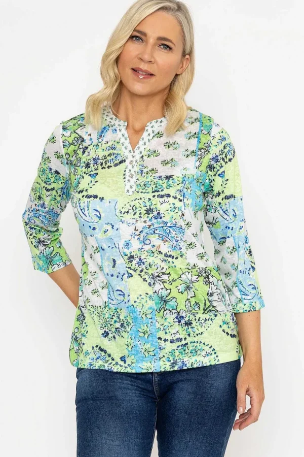 Printed Plaquet Top In Green