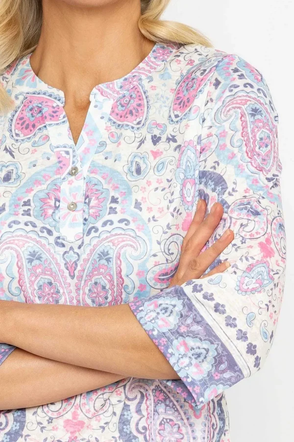 Printed Plaquet Top In Pink