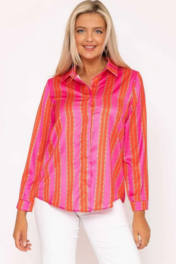 Printed Sateen Shirt In Pink Print