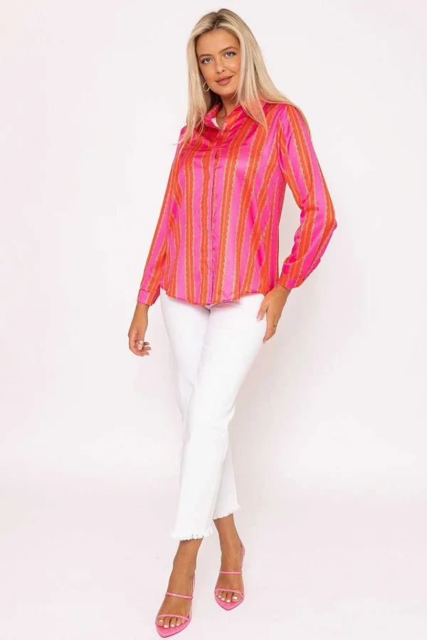 Printed Sateen Shirt In Pink Print