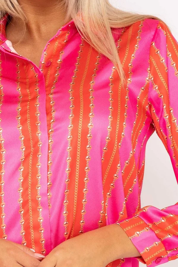 Printed Sateen Shirt In Pink Print