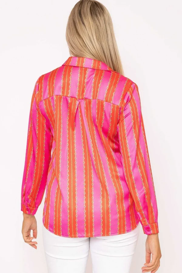 Printed Sateen Shirt In Pink Print