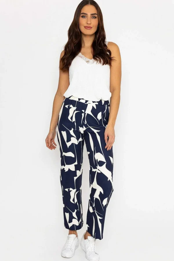 Printed Scuba Trouser In Navy