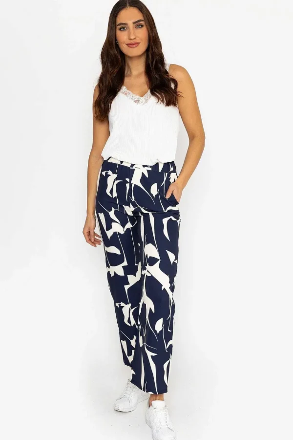 Printed Scuba Trouser In Navy