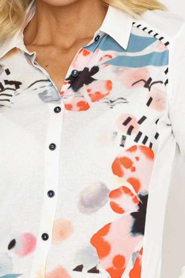 Printed Shirt Blouse In White