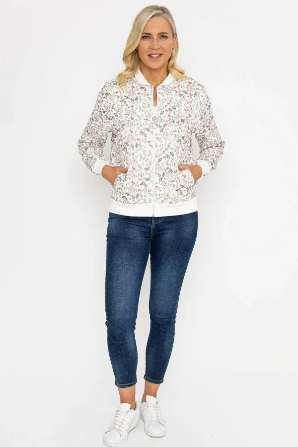 Printed Textured Jersey Bomber Jacket