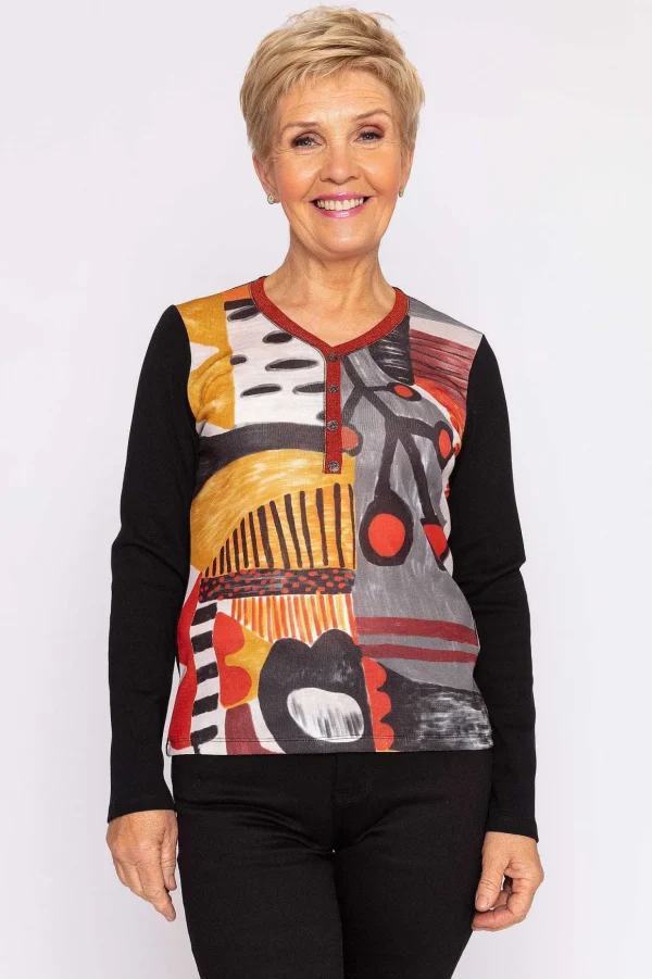 Printed Top In Black