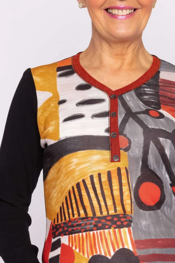 Printed Top In Black