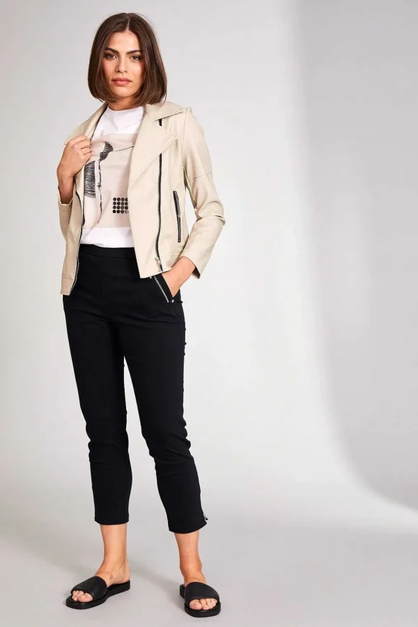Pu Biker Jacket In Cream