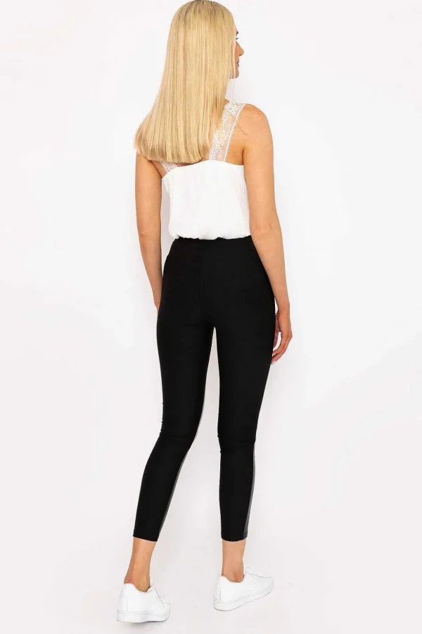 Pu Ponte Leggings In Black