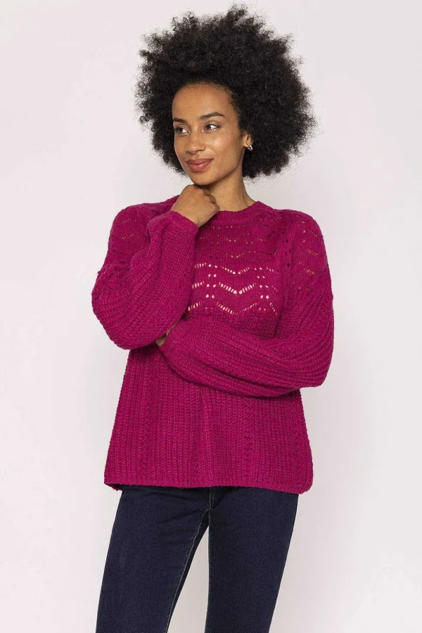 Puff Sleeve Knit In Fuschia