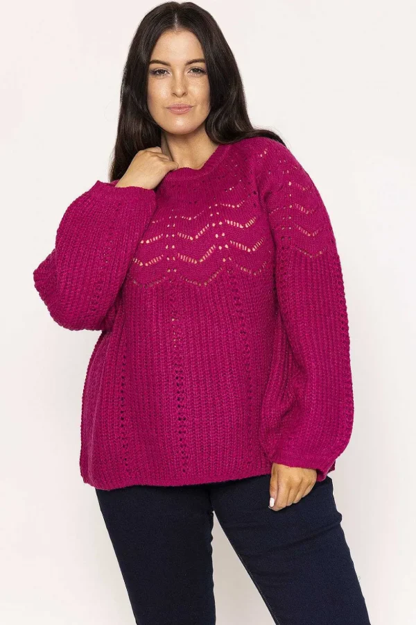 Puff Sleeve Knit In Fuschia