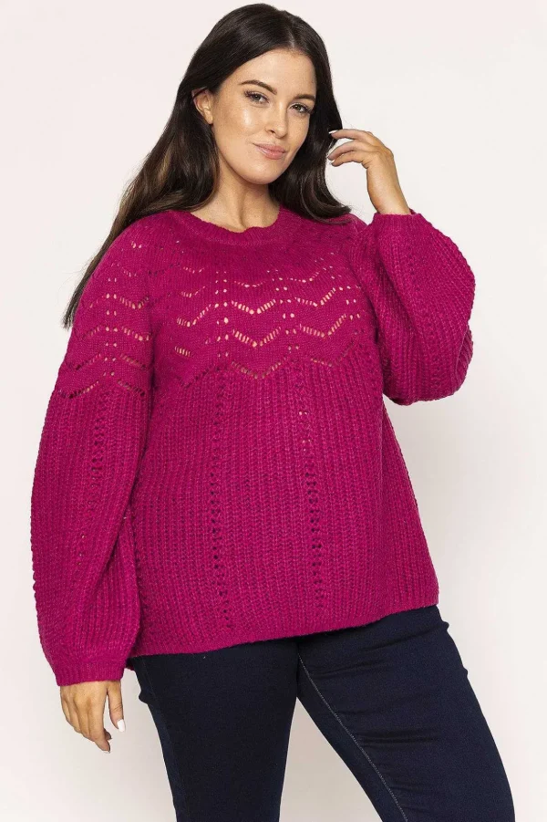 Puff Sleeve Knit In Fuschia