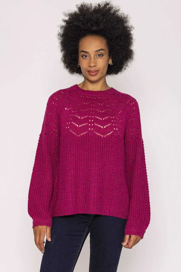 Puff Sleeve Knit In Fuschia