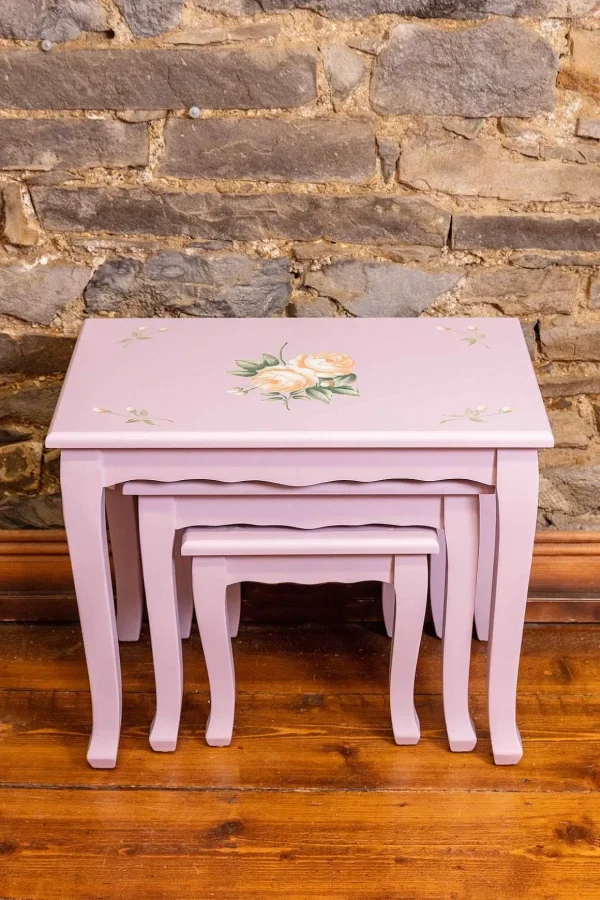 Purple Floral Nest Of 3 Tables