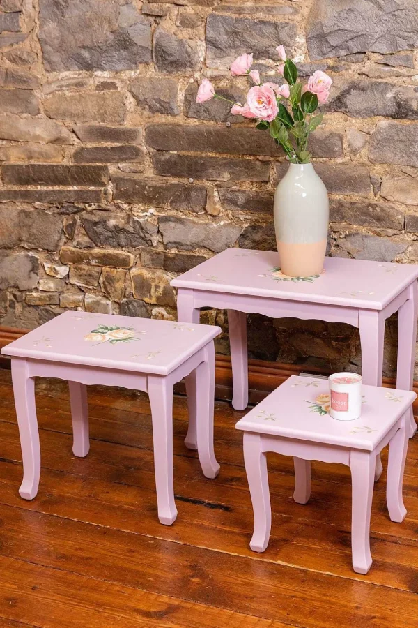 Purple Floral Nest Of 3 Tables