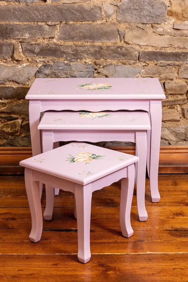 Purple Floral Nest Of 3 Tables