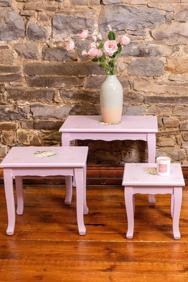 Purple Floral Nest Of 3 Tables